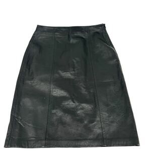 Jaclyn Smith 100% Black Leather Pencil Skirt Womens 6